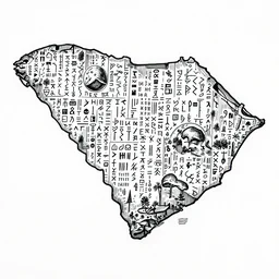 South Carolina cave map full of old runic glyphs, Ink drawing, fine point pen