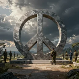 military dictatorship with peace symbols, police state