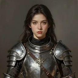 a professional painting of a beautiful young female, clothed in military armor, olive skin, long dark hair, beautiful bone structure, symmetrical facial features, intricate, elegant, digital painting, concept art, smooth, sharp focus, illustration, from Knights of the Old Republic, by Ruan Jia and Mandy Jurgens and Artgerm and William-Adolphe Bouguerea