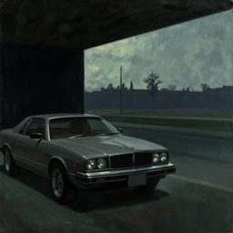 edward hopper painting, kitt knight rider, cinematic, harsh lighting, film photography, death stranding