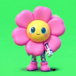 cartoonish flower cyborg woman