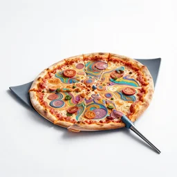 pizza manta ray, psychedelic, surreal, colorful, detailed, 4k