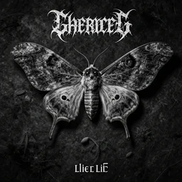 music album cover about the moth of life and death, doom metal