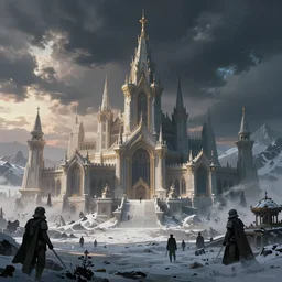 star wars concept art by greg rutkowski, a baroque and imposing looking city, in the middle of a cold highland landscape, storm clouds, cinematic evening light, cold atmosphere, artstation hq