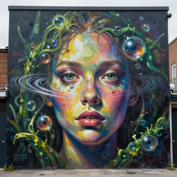 balmy, loose by brandon mably, by milton glaser cinnabun. a beautiful street art. a ripple passes through its eyestalks. i wish it had a face : the stare of its moist forest of orbs is unnerving.