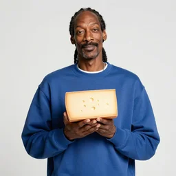 Snoop Dogg holding a block of cheese for a 1990s sitcom tv show, Studio Photograph, portrait, C 12.0