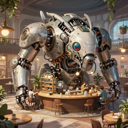 an intricate concept art, illustration, fantasy micro - world inside a cafe, large mechanical biomes, ultra photorealistic, ultra sharp, pinterest, artstation, cgsociety, pinterest, digital art, anime colors, style by wlop, hyperrealistic, octane render, 8 k