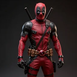 full body pose, hyperrealistic photograph of shirtless deadpool, dim volumetric lighting, 8 k, octane beautifully detailed render, extremely hyper detailed, intricate, epic composition, cinematic lighting, masterpiece, trending on artstation, very very detailed, stunning, hdr, smooth, sharp focus, high resolution, award, winning photo, dslr, 5 0 mm