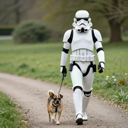 A stormtrooper taking his dog for a walk, photo, real, 1/13sec at f/16, ISO 400, 45mm f/3.5, landscape