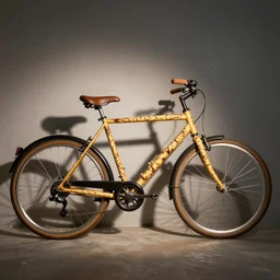 a bicycle with frame made of ginger root