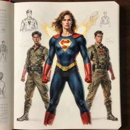 superhero poses, a sketchbook page filled with soldier doodles by kim jung gi, artstation