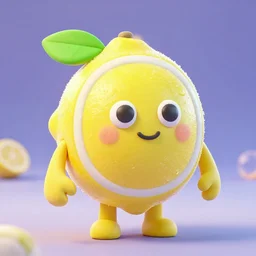 a frozen lemon, claymation character