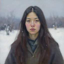 winter female shaman, oil on canvas, by jeffrey catherine jones