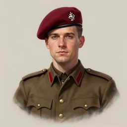 beautiful portrait commission military clothes maroon beret. Atmospheric. Character design by charlie bowater, ross tran, artgerm, and makoto shinkai, detailed, inked, western comic book art. male anthro!!! fruit bat