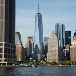 a tilt shift photo of Manhattan