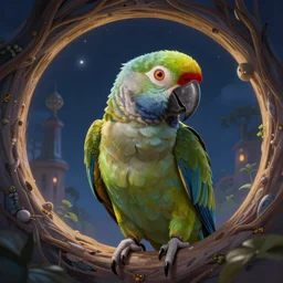 portrait of a parrot in a magical portal, highly detailed, digital painting, artstation, night scene, wlop concept art, smooth, sharp focus, illustration, art by dreadjim, craig mullins and greg rutkowski, 8 k