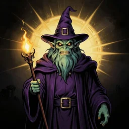 weird wizard 🍗 monster in a hand-drawn vector, svg, cult-classic-comic-style