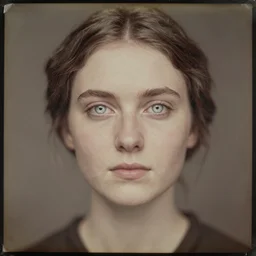portrait of a beautiful young lady with silver eyes, colored daguerreotype, by Mackintosh, rule of thirds, fair complexity, 4k quality