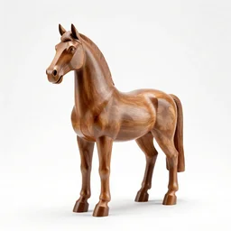 carved wooden clydesdale horse, studio photography, full body, isolated on a pure white background, centered, entire subject in frame, sharp focus, soft studio lighting