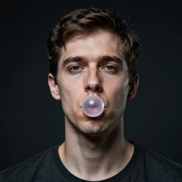 a man whose face is stretchy like bubble gum. realistic. cosmic horror. portrait.
