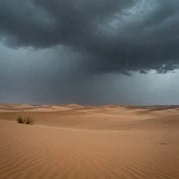 rainy desert, concept art, moody, movie shot, wide lens, trending on artstation