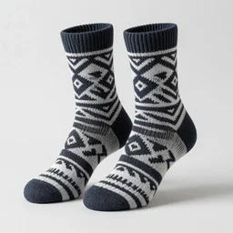 knit socks with tribal pattern, product photo