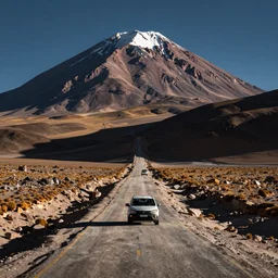 a car driving on death road in bolivia