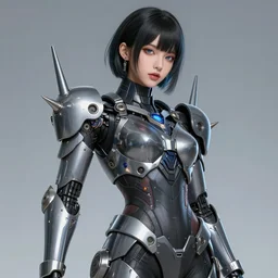 a highly detailed portrait of a kpop idol female mecha in spiked cyberpunk bioarmor trending on artstation by yoshitake amano, holographic undertones, 3 d cg, octane rendered, futuristic, 2 k aesthetic, dramatic lighting, 4 k, highly saturated colors
