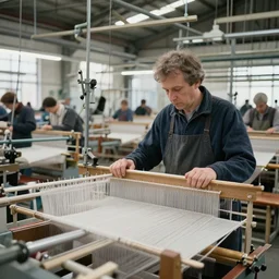 industrial revolution inside weaving factory