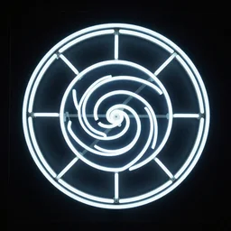 Escher metamorphosis, minimalist, neon sign, fluorescent, night, photorealistic, single line