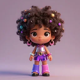a centered render of a cute super cool afro disco girl from the seventies, by dreamworks, by pixar, by viktoria gavrilenko, by leticia gillett, by artgerm, perfect face, 3 d, 8 k