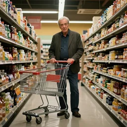 Tony Danza with shopping cart at the grocery store