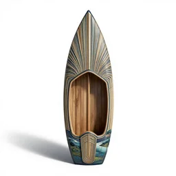 art deco kayak, stylized 3d render, isolated on a pure white background, centered, entire object in frame, sharp focus, soft studio lighting