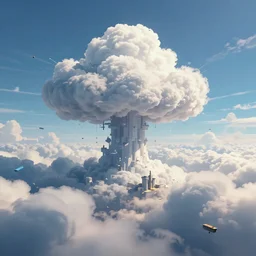 sky factory producing clouds, fantasty art, digital illustration, high quality