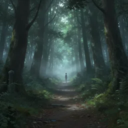 ancient forest path, mysterious mist, behance hd by jesper ejsing, by rhads, makoto shinkai and lois van baarle, ilya kuvshinov, rossdraws global illumination