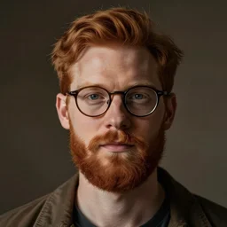 ginger man with short beard and glasses, felt