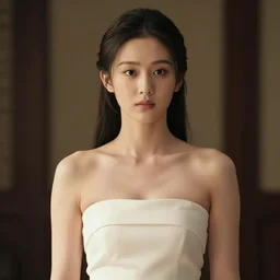 beautiful fashion chinese girl in movie scene, strapless dress, character portrait in the style of thomas river and artgerm, wlop, cinematic lighting, hyperdetailed, 8 k realistic, symmetrical, global illumination, radiant light, halo, love and mercy, frostbite 3 engine, cryengine, dof, trending on artstation, digital art, chanel
