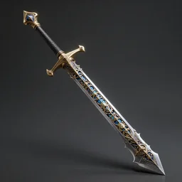 Magic halberd with arcane clockwork inside the shaft, fantasy detailing