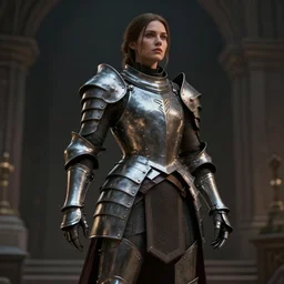 photo of a woman in armor, dramatic lighting, concept art by cedric peyravernay maciej kuciara, medium shot, ground angle, uhd 8 k, shallow depth of field, cgsociety, trending in artstation, neo figurative, unreal engine, physically based rendering