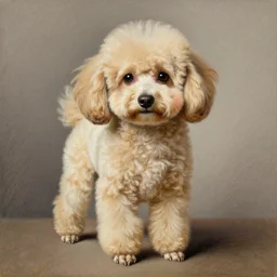 baroque rococo painting The Holy Royal Poodle  portrait Greg Hildebrandt high detail pastel cute puppy
