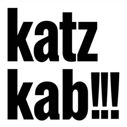 text : katzkab!!!, black and white,