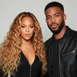 portrait of drake and beyonce in the style of roberto ferri