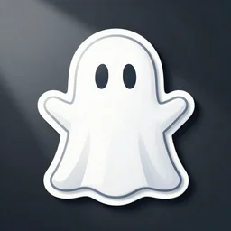 ghost as an emoji, telegram sticker design, flat design, glossy design, white outline