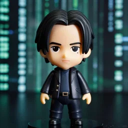 keanu reeves! as nendoroid!, background matrix movie, kodak film