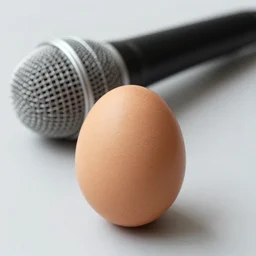 egg infront of a microphone