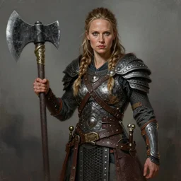 gorgeous!! hyper - realistic woman resembling alicia vikander as a battle - worn viking warrior wielding a giant axe | intricate, highly detailed, digital painting, character design, character concept art | drawn by wlop, drawn by jeehyung lee, drawn by artgerm, drawn by peter kemp