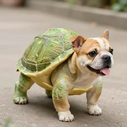 turtle cosplaying as a dog, realistic