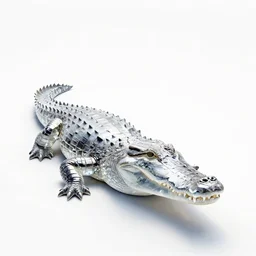 crystal crocodile, clean 3d render, full body, isolated on a pure white background, centered, entire subject in frame, sharp focus, soft studio lighting
