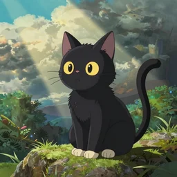 a cute but diabolical cat thinking about how to conquer the world, studio ghibli