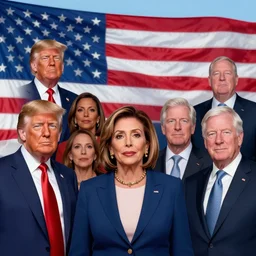 donald trump, nadler, pelosi, de santos, roger stone, julian assange, patriotism, american flag, justice, future, properity, religion, hope, clarity, trending on artstation